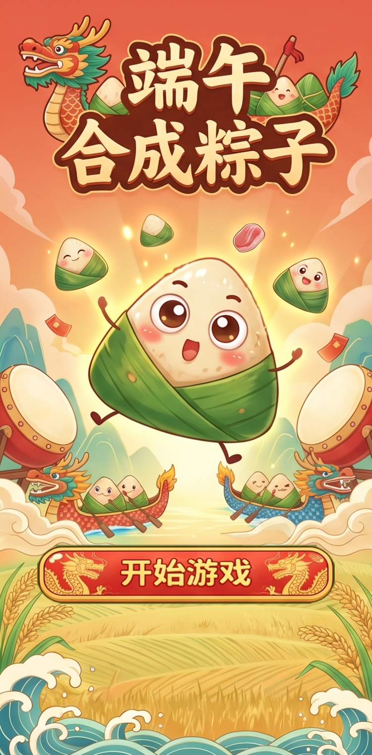 端午合成粽子欢乐龙舟赛萌趣粽宝跳起来传统节日创意玩法轻松合成美味粽子感