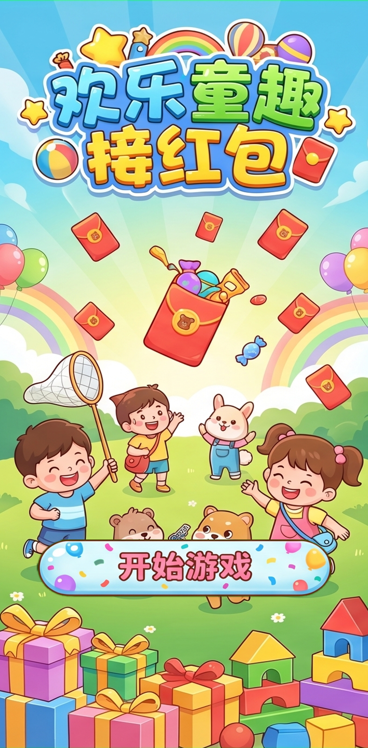 欢乐童趣接红包童趣满满红包雨快乐童年好时光