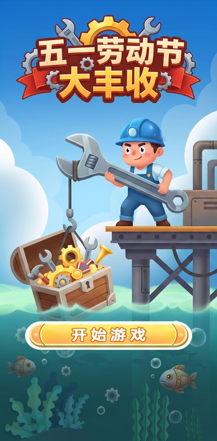 五一劳动节大丰收工具与宝藏齐飞劳动创