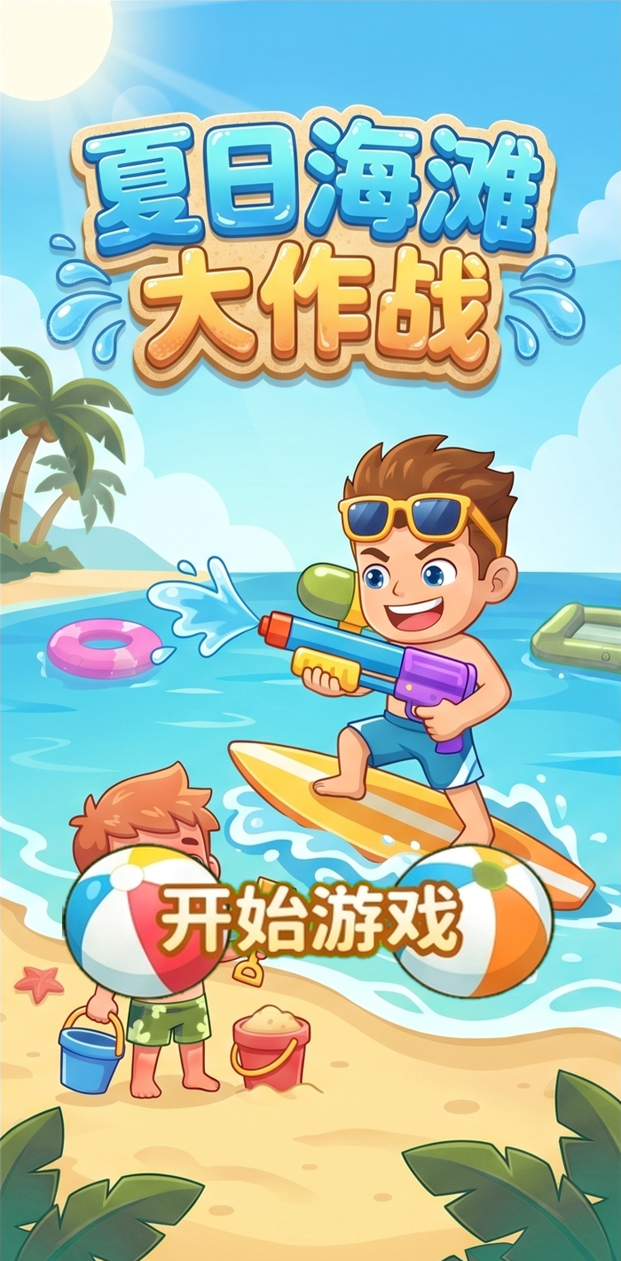 夏日海滩大作战沙滩水枪大战童趣无限