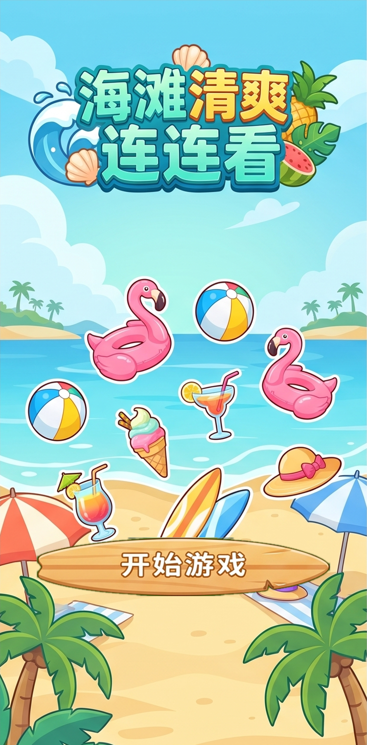 海滩清爽连连看夏日沙滩主题连连看游戏