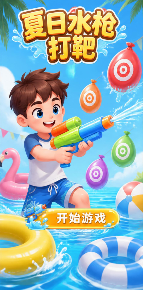 夏日水枪打靶