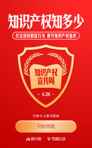 红色简约风格政府机关知识产权宣传周答题活动