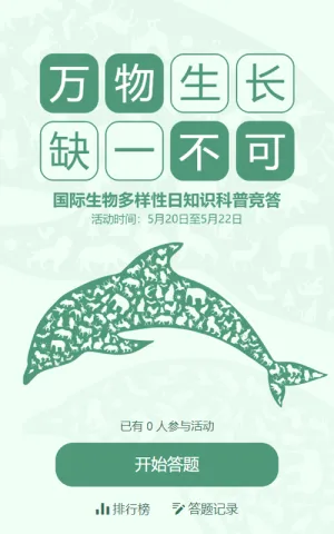 绿色扁平风格政府机关国际生物多样性日答题活动