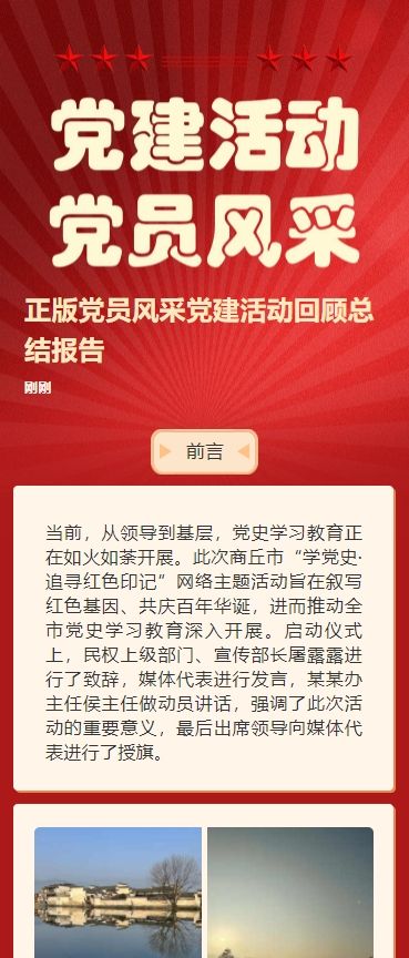 正版党员风采党建活动回顾总结报告