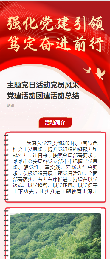 主题党日活动党员风采党建活动团建活动总结
