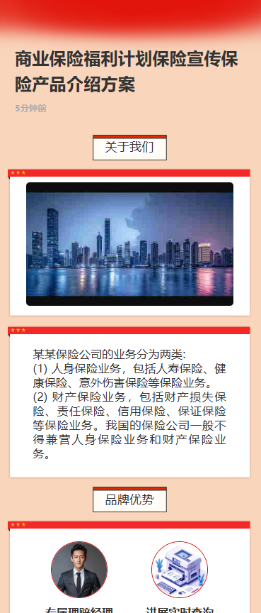 保险计划保险宣传保险产品介绍方案
