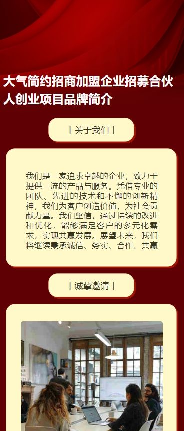 大气简约招商企业招募合伙人创业项目品牌简介