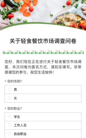 关于轻食餐饮市场调查问卷