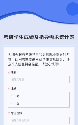 考研学生成绩及指导需求统计表