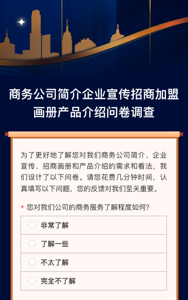 商务公司简介企业宣传招商jia盟画册产品介绍问卷调查