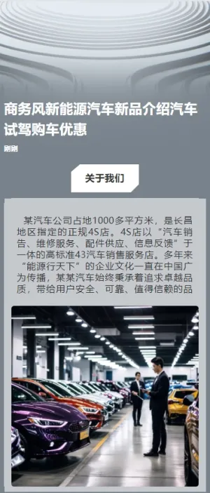 商务风新能源汽车新品介绍汽车试驾购车优惠