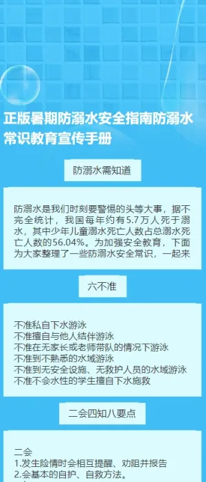 正版暑期防溺水安全指南防溺水常识教育宣传手册