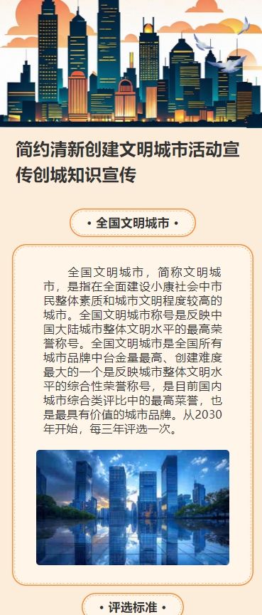 简约清新创建文明城市活动宣传创城知识宣传