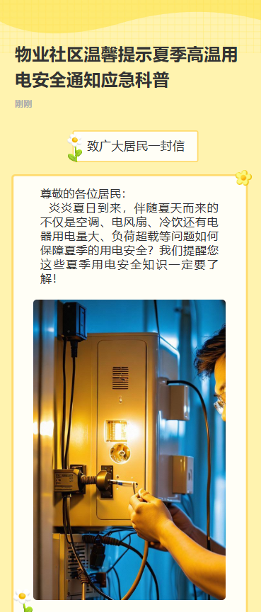 物业社区温馨提示夏季高温用电安全通知应急科普