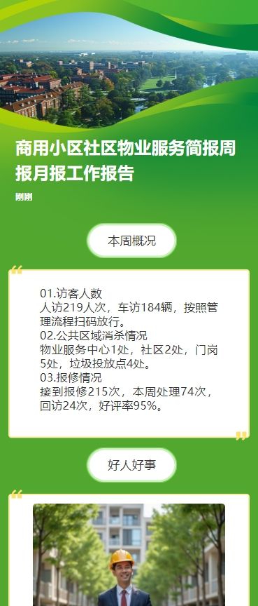 商用小区社区物业服务简报周报月报工作报告