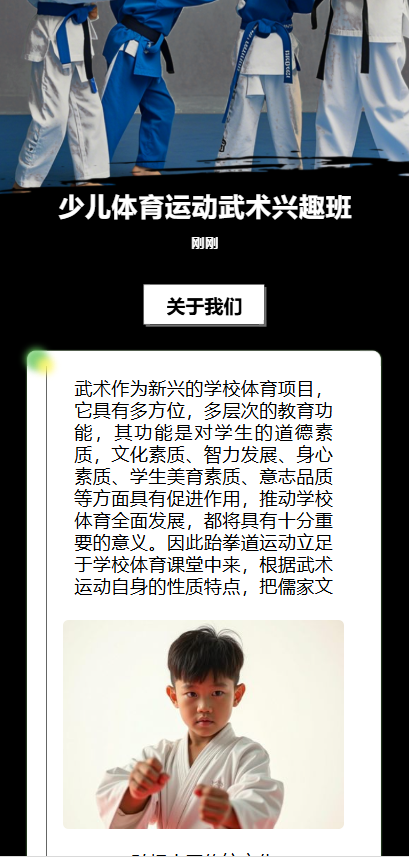 少儿体育运动武术兴趣班