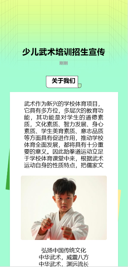 少儿武术培训招生宣传