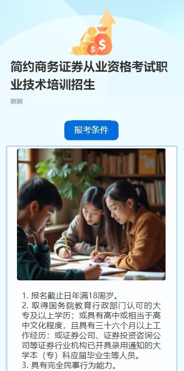 简约商务证券从业资格考试职业技术培训招生