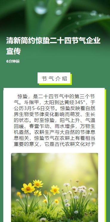 清新简约惊蛰二十四节气企业宣传