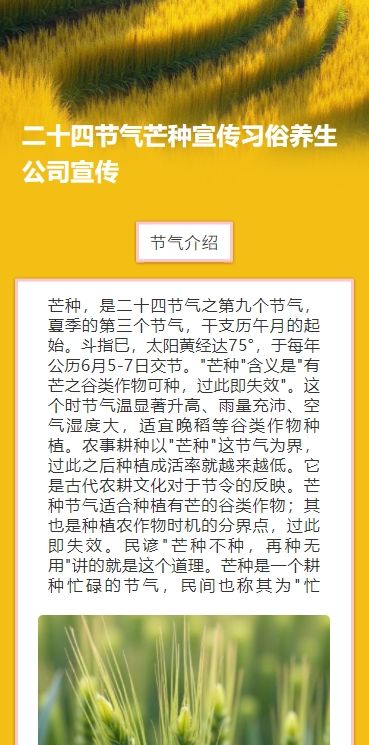二十四节气芒种宣传习俗养生公司宣传