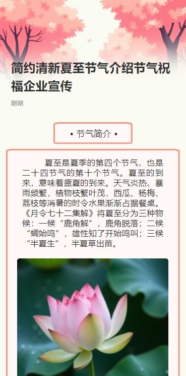 简约清新夏至节气介绍节气祝福企业宣传