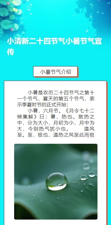 小清新二十四节气小暑节气宣传