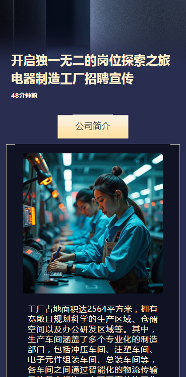 开启独一无二的岗位探索之旅电器制造工厂招聘宣传