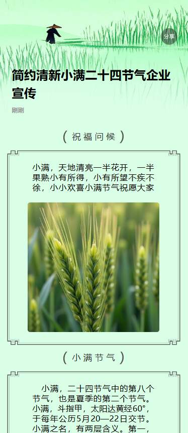 简约清新小满二十四节气企业宣传