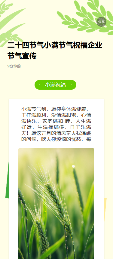 二十四节气小满节气祝福企业节气宣传