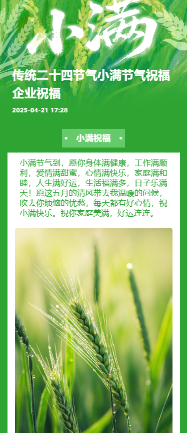 传统二十四节气小满节气祝福企业祝福