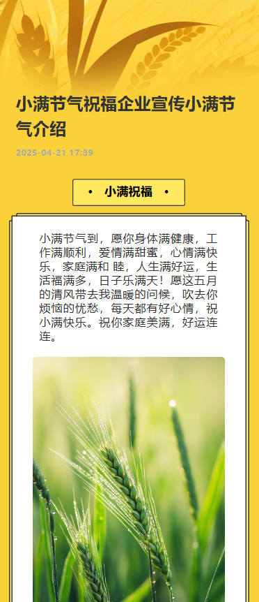 小满节气祝福企业宣传小满节气介绍