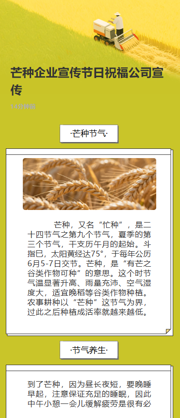 芒种企业宣传节日祝福公司宣传