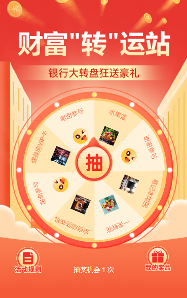 财富“转”运站 银行大转盘狂送豪礼抽奖活动