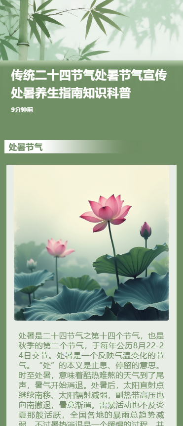 传统二十四节气处暑节气宣传处暑养生指南知识科普