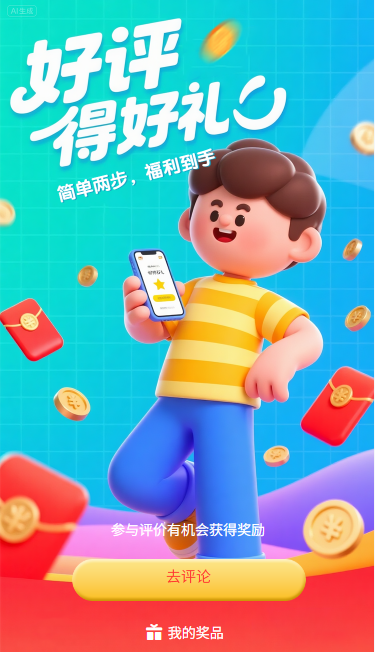 好评得好礼简单两步好礼到手