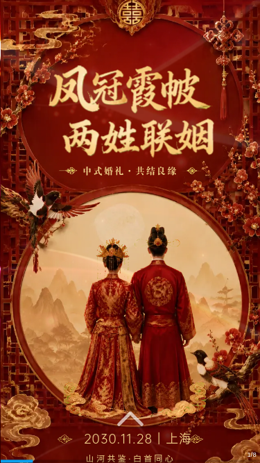 凤冠霞帔中式婚礼电子喜帖