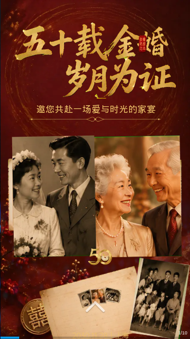 五十载金婚家庭纪念宴邀请函