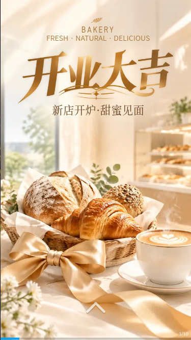 开业大吉 · 新店开炉甜蜜见面｜本地烘焙新店开业庆典邀请函