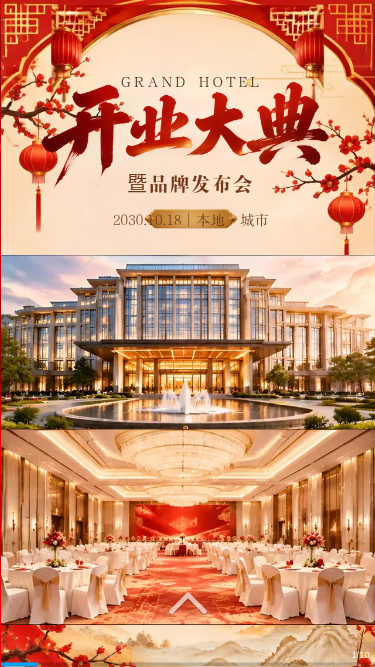 开业大典邀请函｜高端宴会型酒店开业典礼与到店预约