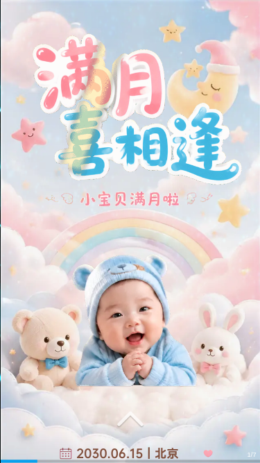 满月喜相逢宝宝满月宴邀请