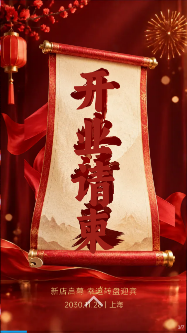 新店开业请柬｜幸运转盘迎宾到店抽奖